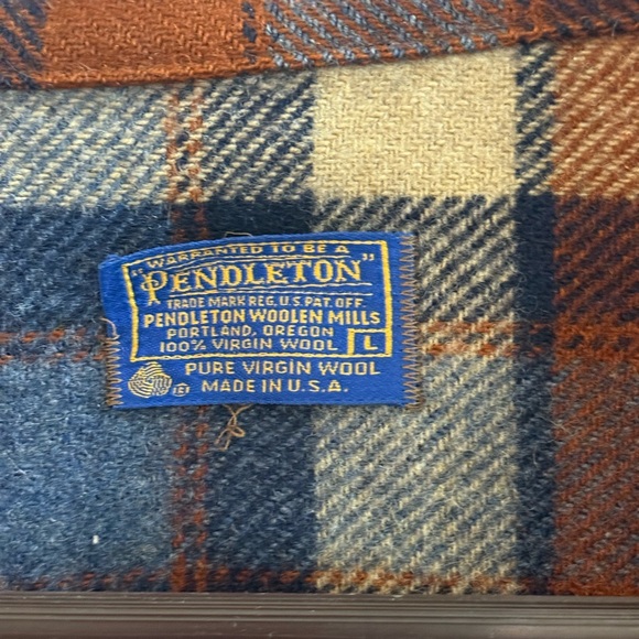 Vintage Pendleton Plaid Jacket in Blue, Orange, and Tan - Picture 3 of 3